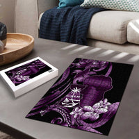 Purple Hafa Adai Guam Puzzle Chamorro Latte Stone Hand With Plumeria LT14 - Polynesian Pride