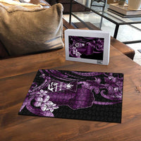 Purple Hafa Adai Guam Puzzle Chamorro Latte Stone Hand With Plumeria LT14 - Polynesian Pride