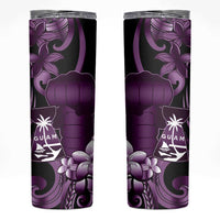 Purple Hafa Adai Guam Skinny Tumbler Chamorro Latte Stone Hand With Plumeria