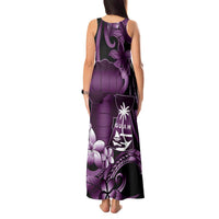 Purple Hafa Adai Guam Tank Maxi Dress Chamorro Latte Stone Hand With Plumeria