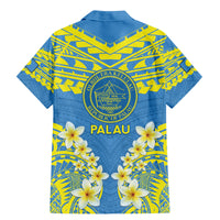 Palau Constitution Day Family Matching Mermaid Dress and Hawaiian Shirt Belau Seal With Frangipani Polynesian Pattern - Blue