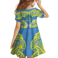 Palau Constitution Day Family Matching Puletasi and Hawaiian Shirt Belau Seal With Frangipani Polynesian Pattern - Blue LT14 - Polynesian Pride