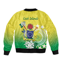 Cook Islands Independence Day Bomber Jacket Kuki Airani Tiare Maori Polynesian Pattern - Green