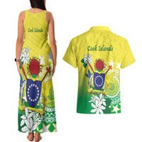 Cook Islands Independence Day Couples Matching Tank Maxi Dress and Hawaiian Shirt Kuki Airani Tiare Maori Polynesian Pattern - Green LT14 - Polynesian Pride