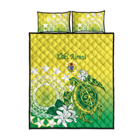 Cook Islands Independence Day Quilt Bed Set Kuki Airani Tiare Maori Polynesian Pattern - Green