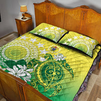 Cook Islands Independence Day Quilt Bed Set Kuki Airani Tiare Maori Polynesian Pattern - Green