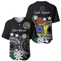 Cook Islands Independence Day Baseball Jersey Kuki Airani Tiare Maori Polynesian Pattern - Black LT14 - Polynesian Pride