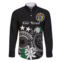 Cook Islands Independence Day Family Matching Mermaid Dress and Hawaiian Shirt Kuki Airani Tiare Maori Polynesian Pattern - Black LT14 Dad's Shirt - Long Sleeve Black - Polynesian Pride
