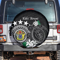 Cook Islands Independence Day Spare Tire Cover Kuki Airani Tiare Maori Polynesian Pattern - Black