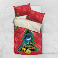 New Zealand Christmas In July Bedding Set Kowhai Tui Bird With Pohutukawa - Red LT14 US Twin 172cm x 218cm Red - Polynesian Pride
