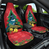 New Zealand Christmas In July Car Seat Cover Kowhai Tui Bird With Pohutukawa - Red