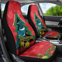 New Zealand Christmas In July Car Seat Cover Kowhai Tui Bird With Pohutukawa - Red