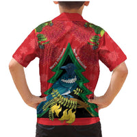 New Zealand Christmas In July Family Matching Mermaid Dress and Hawaiian Shirt Kowhai Tui Bird With Pohutukawa - Red