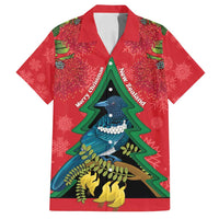 New Zealand Christmas In July Family Matching Puletasi and Hawaiian Shirt Kowhai Tui Bird With Pohutukawa - Red