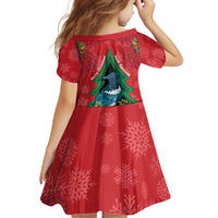 New Zealand Christmas In July Family Matching Short Sleeve Bodycon Dress and Hawaiian Shirt Kowhai Tui Bird With Pohutukawa - Red