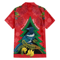 New Zealand Christmas In July Family Matching Short Sleeve Bodycon Dress and Hawaiian Shirt Kowhai Tui Bird With Pohutukawa - Red