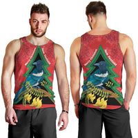 New Zealand Christmas In July Men Tank Top Kowhai Tui Bird With Pohutukawa - Red