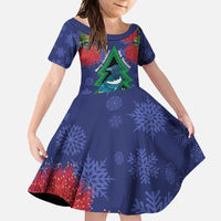New Zealand Christmas In July Family Matching Off Shoulder Maxi Dress and Hawaiian Shirt Kowhai Tui Bird With Pohutukawa - Blue