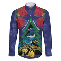 New Zealand Christmas In July Family Matching Puletasi and Hawaiian Shirt Kowhai Tui Bird With Pohutukawa - Blue