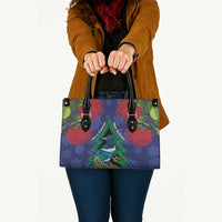 New Zealand Christmas In July Leather Bag Kowhai Tui Bird With Pohutukawa - Blue - Polynesian Pride