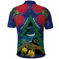 New Zealand Christmas In July Polo Shirt Kowhai Tui Bird With Pohutukawa - Blue