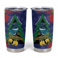 New Zealand Christmas In July Tumbler Cup Kowhai Tui Bird With Pohutukawa - Blue