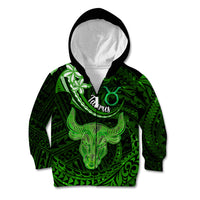 Polynesian Pride Taurus Zodiac Kid Hoodie Astrological Sign Tribal Plumeria Green Galaxy LT14 Zip Hoodie Green - Polynesian Pride
