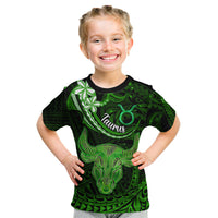 Polynesian Pride Taurus Zodiac Kid T Shirt Astrological Sign Tribal Plumeria Green Galaxy LT14 Green - Polynesian Pride