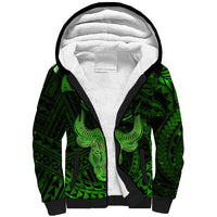 Polynesian Pride Taurus Zodiac Sherpa Hoodie Astrological Sign Tribal Plumeria Green Galaxy LT14 Unisex Green - Polynesian Pride