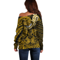 Polynesian Pride Gemini Zodiac Off Shoulder Sweater Astrological Sign Tribal Plumeria Gold Galaxy LT14 - Polynesian Pride