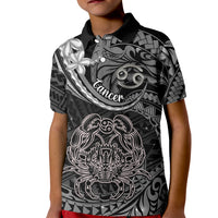 Polynesian Pride Cancer Zodiac Kid Polo Shirt Astrological Sign Tribal Plumeria Grey Galaxy LT14 Kid Grey - Polynesian Pride