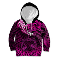 Polynesian Pride Libra Zodiac Kid Hoodie Astrological Sign Tribal Plumeria Pink Galaxy LT14 Hoodie Pink - Polynesian Pride
