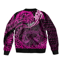 Polynesian Pride Libra Zodiac Sleeve Zip Bomber Jacket Astrological Sign Tribal Plumeria Pink Galaxy LT14 - Polynesian Pride