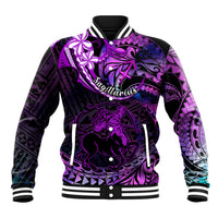 Polynesian Pride Sagittarius Zodiac Baseball Jacket Astrological Sign Tribal Plumeria Purple Galaxy LT14 Unisex Purple - Polynesian Pride