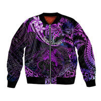 Polynesian Pride Sagittarius Zodiac Bomber Jacket Astrological Sign Tribal Plumeria Purple Galaxy LT14 Unisex Purple - Polynesian Pride