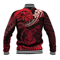 Polynesian Pride Capricorn Zodiac Baseball Jacket Astrological Sign Tribal Plumeria Red Galaxy LT14 - Polynesian Pride