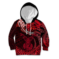 Polynesian Pride Capricorn Zodiac Kid Hoodie Astrological Sign Tribal Plumeria Red Galaxy LT14 Hoodie Red - Polynesian Pride