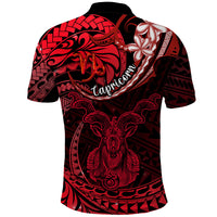 Polynesian Pride Capricorn Zodiac Polo Shirt Astrological Sign Tribal Plumeria Red Galaxy LT14 - Polynesian Pride