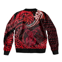 Polynesian Pride Capricorn Zodiac Sleeve Zip Bomber Jacket Astrological Sign Tribal Plumeria Red Galaxy LT14 - Polynesian Pride