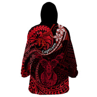 Polynesian Pride Capricorn Zodiac Wearable Blanket Hoodie Astrological Sign Tribal Plumeria Red Galaxy LT14 - Polynesian Pride
