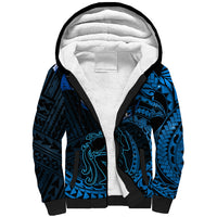 Polynesian Pride Aquarius Zodiac Sherpa Hoodie Astrological Sign Tribal Plumeria Blue Galaxy LT14 Unisex Blue - Polynesian Pride