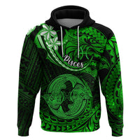 Polynesian Pride Pisces Zodiac Hoodie Astrological Sign Tribal Plumeria Green Galaxy LT14 Green - Polynesian Pride