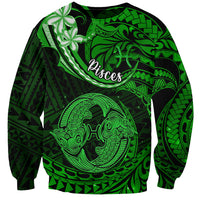 Polynesian Pride Pisces Zodiac Sweatshirt Astrological Sign Tribal Plumeria Green Galaxy LT14 Unisex Green - Polynesian Pride
