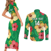 Custom Vanuatu Cricket Couples Matching Short Sleeve Bodycon Dress and Long Sleeve Button Shirt 2024 Tropical Flowers Version LT14 - Polynesian Pride