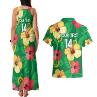 Custom Vanuatu Cricket Couples Matching Tank Maxi Dress and Hawaiian Shirt 2024 Tropical Flowers Version LT14 - Polynesian Pride