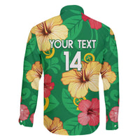 Custom Vanuatu Cricket Family Matching Off The Shoulder Long Sleeve Dress and Hawaiian Shirt 2024 Tropical Flowers Version