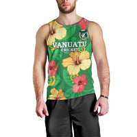 Custom Vanuatu Cricket Men Tank Top 2024 Tropical Flowers Version