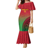 Custom Vanuatu Cricket Family Matching Mermaid Dress and Hawaiian Shirt 2024 Polynesian Pattern Sporty Style LT14 Mom's Dress Red - Polynesian Pride
