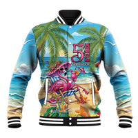 Flamingo Aloha Hawaii Baseball Jacket It's 5 O’Clock Somewhere Tropical Vibes - Polynesian Pride