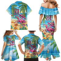 Flamingo Aloha Hawaii Family Matching Mermaid Dress and Hawaiian Shirt It's 5 O’Clock Somewhere Tropical Vibes - Polynesian Pride